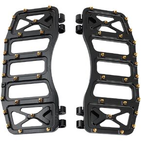 Motorcycle Floorboards MX Foot Pegs Front Footrest Pedals for Harley 86-2023 Touring Road King Street Glide 1986-2017 Softail FL Fat Boy Heritage Dyna FLD 2012-2016 (Gold black)