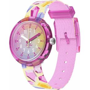 Flik Flak Girls Watch Casual Yellow Bio-sourced Quartz Sparkling Gemstones