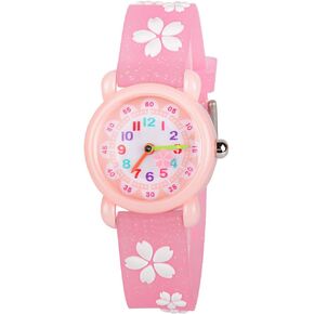 Venhoo Kids Watches 3D Cute Cartoon Waterproof Silicone Children Toddler Wrist Watch Time Teacher Birthday Gifts for 3-10 Year Girls Little Child-Pink Sakura