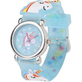 الساعات الفتيات ، وونيكورن التناظرية مشاهدة Waterproof Toddler Watch ، والهدايا للأطفال الذين تتراوح أعمارهم بين 3 سنوات ، وهدايا عيد ميلاد الفتيات عيد ميلاد الفتيات
