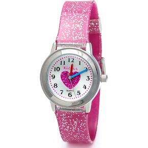 Kiddus Girls Analogue Watch. Stylish & Educational Wristwatch for Ages 5 and Up. Japanese Quartz Movement. Glitter Design. Heart…