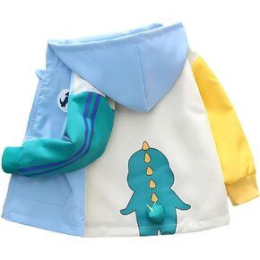 Vinmin Toddler Hooded Jacket Cartoon Dinosaur Zip Coat Little Girls Boys Jacket Thin Fashion for Spring Autumn