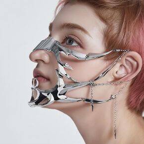 Masquerade Mask，Steel Half Mask Women's Costume Half Face Halloween Party Prom Metal Hallowmas Gifts Accessories