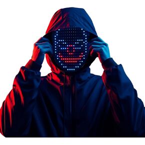 قناع LED مع استشعار الإيماءات ، تبرد إضاءة رفع القناع للوجه ل cosplay الهالوين عيد الميلاد