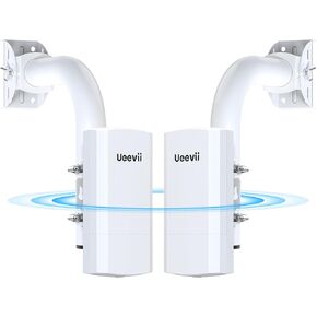 مجموعة جسر الاتصال اللاسلكي، UeeVii CPE71C نقطة إلى نقطة 5.8 جيجا 300 ميجا بت في الثانية نقل إشارة طويلة المدى CPE خارجي مع محول طاقة PoE هوائي 14 ديسيبل لتوسيع نطاق مراقبة فيديو شبكة WiFi