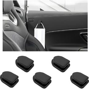 5 PCS Car Dashboard Mini Hooks, Multifunctional ABS Vehicle Adhesive Hooks, Car Storage Holder for Hanging Key, Mask, Earphone, Universal Interior Car Accessories (Black)