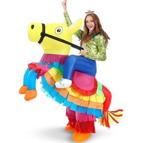 Adult Inflatable Piñata Costume with Sombrero Mexican Unisex Ride on Fiesta Outfit Disfraz De Piñata for Cinco De Mayo Taco Party, Luau Events, Halloween