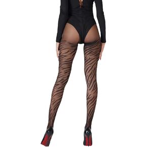Women's 15D Black Leopard Cheetah Zebra Print Tights - Funky Animal Patterned Tights for Women,
