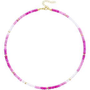 KELORIS PATH Beaded Necklace for Women, Colorful Gemstone Boho Bead Choker for Beach, Trendy Summer Natural Stone Jewelry Gifts