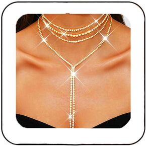 Unicra Black Rhinestone Necklace Diamond Choker Necklaces Formal Bridal Prom Fashion Costume Jewelry Necklace for Women