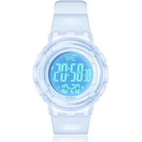 Kids Watches Digital Sport Watches for Girls Boys Outdoor Waterproof Watches with Alarm Stopwatch Child Wrist Watch Ages 7-15-Black Purple