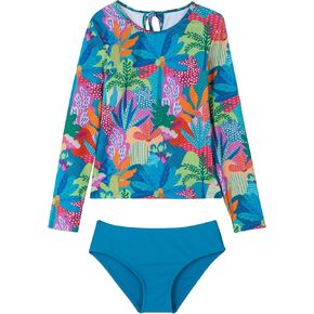 Gottex Kids Ocean Blooms Long Sleeve Rash Guard Set Swimwear Chlorine Fade Resistant and Built-in UPF UV 50 +Protection