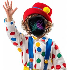 LED Mask with Gesture Sensing, Cool Light Up Transforming Face Mask for Halloween Xmas Cosplay in Saudi Arabia
