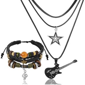 MultiLayer Y2K Star Necklace Fairy Grunge Bracelets مجموعة مصنوعة يدويًا قصصية مجوهر