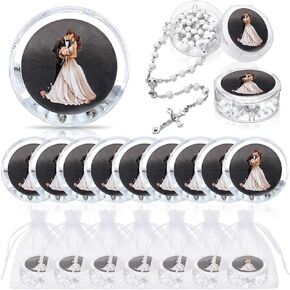 Tondiamo 24 Pcs Nuestro Boda Rosary Beads Necklace Catholic Wedding Gift Recuerdos Para Boda Religious Scented Wood Beads Rosary with Box Bulk Wedding Memorial Spain Gift for Guests Bridal Groom