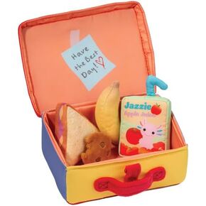 PlaySbox PlaySet مع مطابقة إكسسوارات ألعاب ناعمة وقت الغداء مجموعة الأطعمة الحيوانية المحشو التفاعلية وحمل حمل - 5 قطع مجموعة