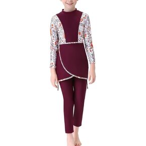ODIZLI Girl's Two Piece Long Sleeve Swimsuits Rash Guard Kids Bathing Suit