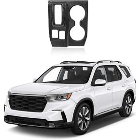 غطاء لوحة ناقل الحركة لملحقات Honda Pilot 2023 2024، ABS لوحدات التحكم المركزية للسيارات غطاء لوحة حامل الأكواب واقي مضاد للخدش، قطعة واحدة (نمط ألياف الكربون)