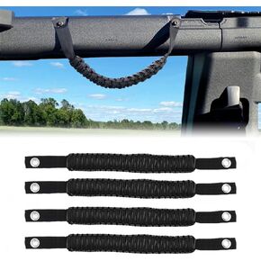 Wjajoy Ford Bronco Grab Handles 4 PCS متوافقة مع Ford Bronco 2021-2024 2/4 Door ، مقبض قبضة Paracord ، لبرونكو الداخلية أو إكسسوارات فورد برونكو الداخلية (أسود)