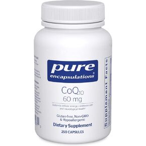 Pure Encapsulations CoQ10 60 mg | Coenzyme Q10 Supplement for Energy, Antioxidants, Brain and Cellular Health, Cognition, and Cardiovascular Support* | 60 Capsules