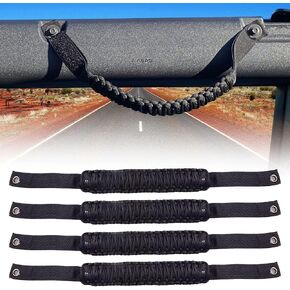 Cartaoo Roll Bar Grab Handles Grips Paracord Fit 2021 2022 Ford Bronco Accessories ، الملحقات الداخلية (Black 4pcs)