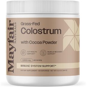 Grass-Fed Bovine Colostrum Supplement with Matcha Green Tea Powder, for Kids & Adults, Immune System Support, Gut Health and Muscle Recovery, 60 Servings