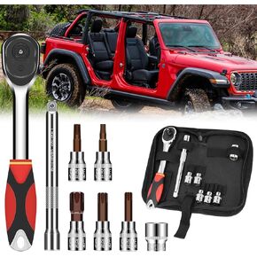 Door Removal Tool Kit Fit for Jeep Wrangler JK JL/Gladiator JT,Torx Tools Set Socket Used in The Removal of Door Hard Top, Spare Tire and Other Hardware Devices