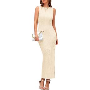 PRETTYGARDEN Women's 2025 Summer Casual Maxi Dresses Ribbed Knit Sleeveless Bodycon Elegant Going Out Beach Vacation Clothes in Kuwait