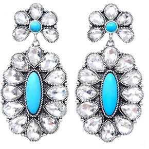 Concho الغربية المتدلية ما بعد الأقراط Navajo Crystal (الفيروز)