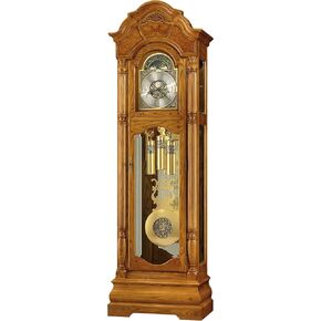 Howard Miller Jones Floor Clock II, Analog Display Brushed Satin Brass & Golden Finish with Triple-Chime Movement, Moon Arch Grandfather Clocks Home Decor for Bedroom & Living Room