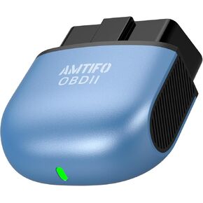 AMTIFO Bluetooth OBD2 Scanner Wireless - توصيل تلقائي ورموز محرك واضحة ومراقبة البيانات الحية والأداء ، يعمل مع iOS/Android - أداة تشخيص المركبات لأصحاب السيارات وعشاق DIY