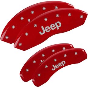 أغطية الفرجار MGP - أغطية الفرجار الفرامل 2018-2021 Jeep Wrangler - مجموعة أمامية وخلفية - أحمر