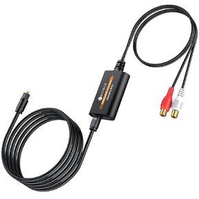 Neoteck محول بصري إلى RCA 192 كيلو هرتز محول صوت رقمي إلى تناظري بصري إلى محول RCA 5.9 قدم/1.8 متر صوت بصري إلى كابل RCA غلاف من سبائك الألومنيوم محول DAC لـ HDTV Blue-ray PS4 إلخ