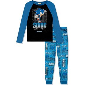 Sonic the Hedgehog Boys Pajama Set - 2 قطعة نوم مع Fleece Long Sleeve Top & Pants - Kids Pajamas - منتج رسمي