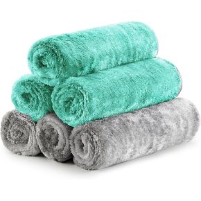 Fantasticlean Microfiber Car Detailing Towels, Car Drying Towel with Edge, Plush, Coral Fleece, 700GSM, 16" x 16", 12 Pack, Scratch-Free, Ultra Absorbent, Car RV Boat Home Cleaning (Grey and Camel)