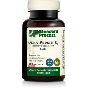 Standard Process Inc. Okra Pepsin E3 - Whole Food Digestive Health, Cholesterol, Bowel and Bowel Cleanse with Pepsin, Alfalfa, Spanish Moss, Buckwheat and Okra, Gluten Free - 90 Capsules