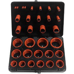 BUSY-CORNER 382 قطعة FKM ORing Kit، الفلوروكربون 75A، 30 PG أحجام مترية، حلقات O مقاومة للمواد الكيميائية والزيت لمختلف المواد الكيميائية، الهيدروليكية، الأسطوانات (صندوق أبيض، حلقات بنية)