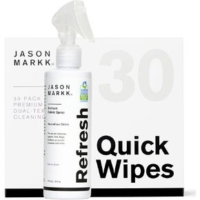 مناديل Jason Markk Quick Plupes & Refresh Bundle ، 30 عبوة من مناديل ومخلوطة للأحذية ، رعاية أحذية رياضية ، مثالية للأحذية ، آمنة للجلد ، جلد الغزال ، nubuck ، القطن ، الحياكة