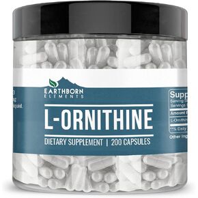 Earthborn Elements (200 Capsules L-Ornithine HCl, Amino Acid, Protein Synthesis