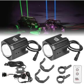 KEMIMOTO 70mm Whipless LED Whip Lights Larger Brighter w/ 1.5''-2'' Roll Bar Mounts, Alien Lights for SXS Compatible with Polaris RZR Can-Am Maverick X3 CFmoto Kawasaki, Multi-Color, Scratch-resistant