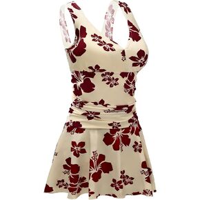 Aontus Plus Size Hawaiin Swimsuits للنساء ملابس السباحة الطويلة الجذع السيطرة على السباحة