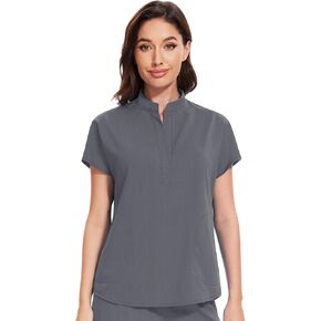 niaahinn Scrub Top for Women - Mandarin Collar, 2 Pockets, Anti-Shrink, 4-Way Stretch Women’s Scrub Top