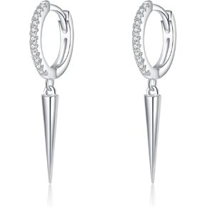 SLUYNZ Sterling Silver Spike Earrings Hoop for Women Teens Geometric Huggie Hoop Earrings Drop Punk Earrings Minimalist Huggie