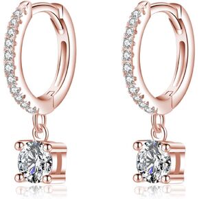 SLUYNZ Solid 925 Sterling Silver CZ Hoop Earrings for Women Teens Small CZ Hoop Earrings Huggie Drop
