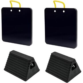 Secure Solution: Buyers Products OP18X18P HDPE Poly Outrigger Pad + Buyers Products WC6810L Rubber Wheel Chock with Recessed Eyebolt