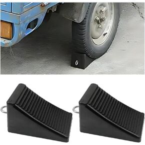 Mandark 2PCS Heavy Duty Rubber Car Wheel Chocks, Durable Automotive Tire Stoppers, Anti-Slip Solid Front and Back Vehicle Wheel Stoppers, Universal for Travel Trailers, Camper, ATV