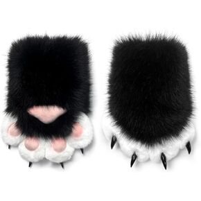 Paws Therian with Claws Faux Fursuit Cat Paw Gloves Fox Wolf Claw Gloves Halloween Furry Assume Association