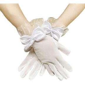 Women Lace Gloves Party Wedding Tea Party Bow Short Gloves for Opera Evening Bridal Elegant
