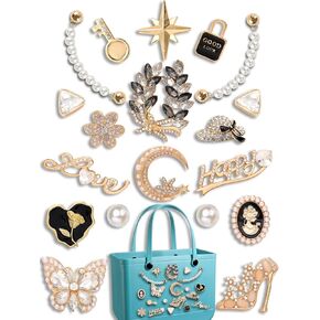Decoration Accessories Charms for Bogg Bag, Golden Jewelry Charms Compatible with Rubber Beach Bag Tote Handbag