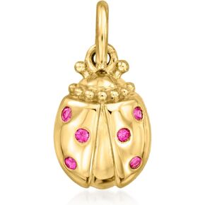 RS Pure by Ross-Simons Ruby Ladybug Charm in 14kt Yellow Gold